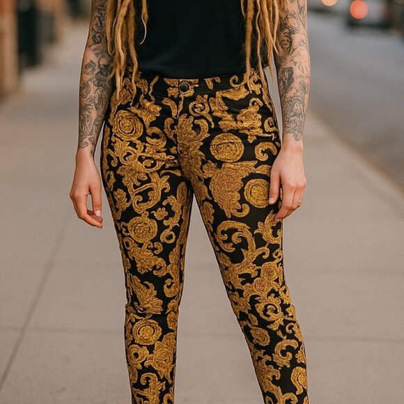 VINTAGE Y2K HOT KISS Skinny Animal Print Jeans 28 Lily 28x30 Luxe Vibe Stretch - Picture 1 of 13